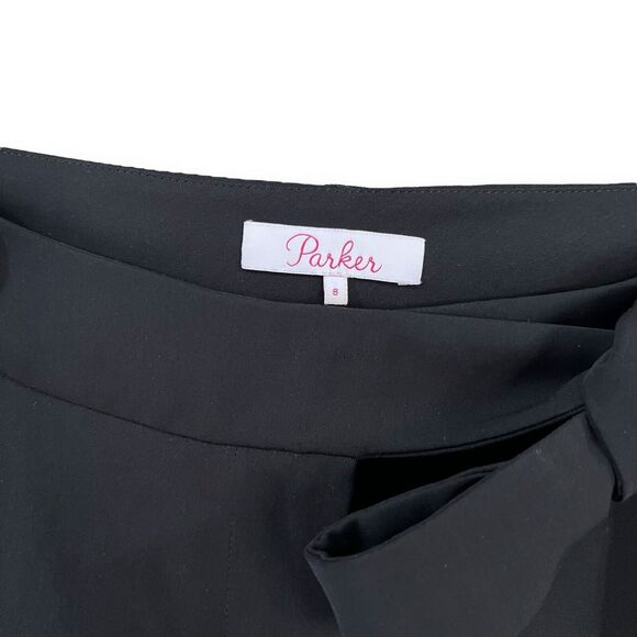 PARKER Elliot Pleated High Rise Belted Tie Waist Trouser Pants Size 8 Black - Picture 5 of 11